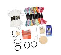 Haofy Mini Darning Loom Machine 14-Hook Portable Wooden Weaving Frame - Handheld Loom Kit with 18 Thread Colors, 7 Needles for Sock Mending, Craft, Home Repairs