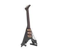 Haofy Mini Guitar Model for Music Lovers, Exquisite Black Guitar Ornament, Decorative Mini Instrument for Home Decor, 7.9" Hemu and Plastic