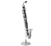 Haofy Mini Music Instruments Bass Clarinet Model Compact Decor Black Tube Support Box for Home Study Decoration