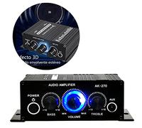 Haofy Mini Stereo Amplifier, 2 Channel 12V, Aluminum Construction with Bass and Treble Control