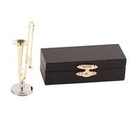 Haofy Miniature Trombone Model, Brass and Alloy Gold Plated High Simulation Dollhouse Instrument, 3.7 Inch Decorative Accessory for Dollhouse and Desk Display
