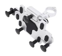 Haofy Motorcycle Phone Mount for Handlebar Adjustable Rotating 5 Claw Grip Silicone Shockproof Holder for Riding Aluminum Alloy (Silver)