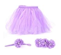 Haofy Newborn Photography Props Set with Lace Skirt, Flower Headband, Wrapped Chest, Soft Tulle for Baby Girls Photo Shoots, Special Occasions (One hundred days)