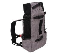 Haofy Pet Carrier Backpack, Nylon, Grey, with Reflective Strip and Emergency Whistle, for Cats