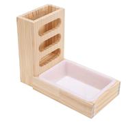 Haofy Pine Wood Rabbit Hay Feeder with Litter Box, 2 in 1 | Guinea Pig Hay Rack and Toilet Combo, Keeps Hay Off Cage Floor, 859g Stable Base, Fits 23.5x16cm Corners