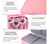 Haofy Pink Multi-Layer Colored Pencil Carry Case with 72 Holes Organizer for Students/Artists, Oxford Pen Bag with a Cute Zipper Trailer for Make-up Supplies