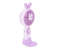 Haofy Portable Cartoon Fan Cute Adorable Design Night Light Pocket Fan USB Charging for Travel (Purple)