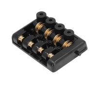 Haofy Premium Headless Electric Bass Bridge, Zinc Alloy and Brass Construction, 4 String with String Lock System, Professional Bass Guitar Hardware Replacement (Black)