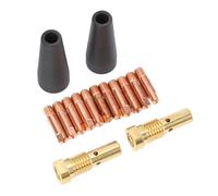 Haofy PTFE Gasless Nozzles and Brass Gas Diffusers Set for Easy Weld 261 308 306, Copper Electrode Tip Kit for, Convenient Replacement, 15 Piece, Welding Gun Accessory Kit