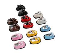 Haofy PU Leather Doll Shoes for 20cm Ball Jointed Dolls Glossy Finish - 7 Pairs Assorted Colors Accessories with Decorative Laces Ideal for Collectors Creative Play Gifting