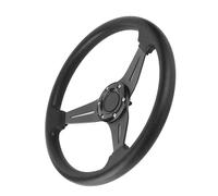 Haofy Racing Steering Wheel Drift Steering Wheel Universal Fit Aluminum Alloy PU Leather 14 Inch for Drifting Practice Street Driving Car Interior Upgrade Projects This Replacement (Black)