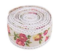 Haofy Red Burlap Ribbon, 5cm X 5m Lace Jute Belt, Flower Printed DIY Crafts, Wrapping, Wedding Birthday Party Decor with Look, Premium Material