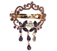 Haofy Rhinestone Hair Barrettes Alloy Resin Glitter Design Enhances Outfit Elegance Lightweight Secure Hold for Women Girls Parties Weddings Comfortable All Hair Types (Purple)