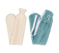 Haofy Rubber Hot Water Bottle 72cm Long Strip Shape with Soft Plush Cover for Neck Shoulder Back - 3-Hour Heat Retention for Bed Warming and Travel 2000ML (Green)