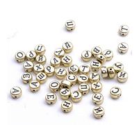 Haofy Russian Letters Beads, DIY Jewelry Accessories 100pcs 4 * 7mm, Printed with, Made of Durable Acrylic, Educational Tool, Ideal for Pre-School (Gold)