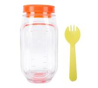 Haofy Salad Jar 7.5x3.9in Plastic Side Open Leakproof Portable Container with Dressing Compartment for Meal PreprationOrange Lunch Oats Containers
