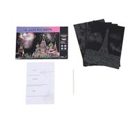 Haofy Scratch Paper Art Kit, 4 Sheets A4 Size Building Series with Bamboo Pen, Create Colorful City Night Scenes, for Arts Crafts Relaxation Home Decor (A4 (4 See))