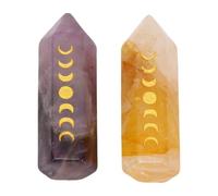 Haofy Semi Transparent Crystal Towers, Beautiful Silky Pearl Hexagonal Columns, 2Pcs Crystal Stone Towers for Meditation Yoga Home Office Tranquility Creativity Stimulation Feng Shui