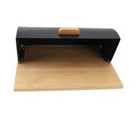 Haofy Shaped Wooden Bread Box, Flat Sided Bread Compartment, Stylish Minimalist Decor, Unique Design, Multifunctional Storage with 3 Storage Jars (Black)