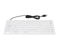 Haofy Silent Silicone Keyboard, Oilproof Acidproof, 85 Keys Portable Rollable Keyboard for PC with Foldable Comfortable Soft Touch (White)