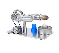 Haofy Silver T Shape Stirling Engine Kit LED Light Mini Steam Generator Model for Science Enthusiasts, Stainless Steel 1 Pack for Demonstrations
