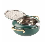 Haofy Stainless Steel Fry -pan with Thermometer for the Induction Cooker Deep Green Kitchen Utensils 1 Set Suitable for Roasting
