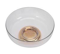 Haofy Texture Fruit Bowl with Drain Hole Base for Kitchen Counter Modern Serving Salad Vegetables Snacks Sturdy Decorative Dining Table Veggie Home Decor Aesthetic (Round Gold)