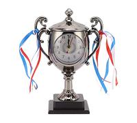 Haofy Trophy Shape Desktop Alarm Clock, Compact Size for Small Spaces - Retro Alarm Clock with Accurate Time Setting for Dorm Room & Office Desk Easy Setup (Dark Gold)