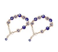 Haofy Turkish Evil Eye Bracelet with Lampwork Glass Beads and Alloy Chain - Blue Evil Eye Lucky Pendant Handmade Bracelet for Women Men, Bohemian Daily Wear Jewelry