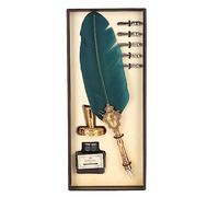 Haofy Vintage Feather Drawing Pen Set Easy to Use 5 Interchangeable Nibs for Retro Writing Stainless Steel Nib and Light Weight