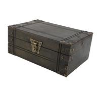 Haofy Vintage Treasure Chest Box, Handmade Wooden Keepsake Storage Case, Jewelry Organizer, Elegant Design for Home Decoration, 9.3x6.3x3.5in (Style 2)