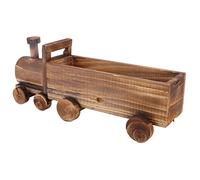 Haofy Wagon Planter, Garden Wood Cart Plant Pot Decorative Rustic Train Flower Pot with Wheels for Outdoor Backyard Patio Balcony Decor, 14.6 X 4.7 X 5.7in