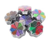 Haofy Washable Ink Pad Set, 6 Piece Petal Shaped Metal Color Ink for Rubber Stamping Projects with Easy Wash Clean Up Vibrant Light Blue Yellow Tones Suitable Home Office Craft