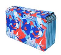 Haofy Wear Resistant 100 Slots Portable Rose Pencil Case Exquisite Craftsmanship for Artists Oxford Cloth (Blue)