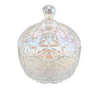 Haofy White Crystal Degaussing Bowl Elegant Exquisite Candy Jewelry Container with Lid, Crystal Glass Jar Iridescent Dishes Wedding,Party,Buffet Decorative