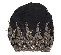 Haofy Winter Hats for Women, Slouchy Bonnet Casual Fashion Beaded Lace Breathable Loose Lazy Beanie for Daily Casual Wear, Sleeping, Outdoor Activities, Cycling, Hiking and Hair Loss (Black)
