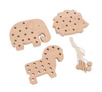 Haofy Wood Lace Block Animal Threading Toy Enhances Hand Eye Coordination Develops Fine Motor Skills Crafted in Solid Beech Wood for Early Learners Educational Play and Holiday Gifting