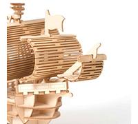 Haofy Wooden DIY 3D Puzzle Ship Model, Nautical Sailing Vessel Construction Kit, No Glue Required Assembly, Educational Craft Toy for Kids and Adults, Home Office Decoration (Khaki)