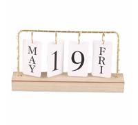 Haofy Wooden Perpetual Calendar Manual Rotating Flip Desk Decoration for Home Office 11.4 X 2.2 X 6.7 Inches Year Round Date Tracking Charm Living Room Shelf or Desk Display Perfect (Wood color)