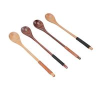 Haofy Wooden Spoon Long Handle Twisted Wire Design, 4PCs Touching Utensils for BBQs and Parties