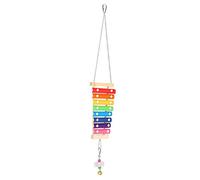 Haofy Xylophone Pet Wooden Chicken Music Toy with Floral Grind Stone, 27.6 Inches in Total Height, Hierarchical Entertainment for Large Birds, Metal + Wood