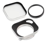 Haoge 39mm Lens Hood for Fujifilm xf23mm f2.8 Fujinon XF27mmF2.8 R WR Lens Hood Silver,Metal Squaret With Metal Cap,on XE5 XT5 XM5 XT50 Camera Body