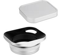 Haoge LH-ES3 Square Metal Lens Hood Hollow Out Designed with 49mm Adapter Ring with Metal Cap for Fujifilm Fuji FinePix X100 X100S X100T X70 X100F X100V Camera Replaces LH-X100 AR-X100 LH-X70 Silver