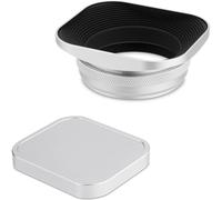 Haoge LH-EW3 Square Metal Lens Hood with 49mm Adapter Ring with Metal Cap for Fujifilm Fuji FinePix X100 X100S X100T X100F X70 X100V Camera Replaces Fujifilm LH-X100 AR-X100 LH-X70 Silver