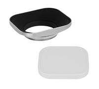 Haoge LH-LC43W 43mm Square Metal Screw-in Lens Hood with Metal Cap for Voigtlander Nokton Classic 35mm f1.4 40mm f/1.4 MC SC VM, Carl Zeiss Biogon T ZM 35mm f2.8 35mm f2, Leica X Typ 113 Lens Silver