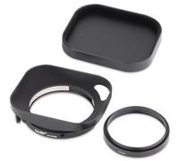 Haoge Metal Squaret Lens Hood for Fujifilm xf 23 f2.8 Fujinon XF27mmF2.8 R WR Lens Hood Black,Metal Squaret With Metal Cap,on XE-5 XM5 XT50 Camera Body