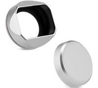Haoge Squaret Metal Lens Hood With Metal Cap kit for Fujifilm XF23mm F2.8 on XE5 Cemera Body kit Fujinon XF27mmF2.8 R WR Lense 39mm Screw-in Hood Silver,