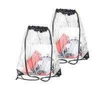 Haoguagua 2 Pieces Clear Drawstring Bags, Waterproof Small Clear Bag for Stadium Colleges Sport Event Work Concert Security Approved, Clear, L, Drawstring