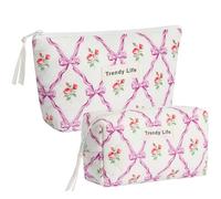 HAOGUAGUA 2 Pieces Makeup Bag, Small Large Quilted Cosmetic Bag, Travel Floral Make Up Toiletry Organizer Bag for Women Girls, 2PCS STYLE A-4, Floral Make Up Bag