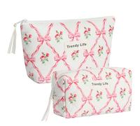 HAOGUAGUA 2 Pieces Makeup Bag, Small Large Quilted Cosmetic Bag, Travel Floral Make Up Toiletry Organizer Bag for Women Girls, 2PCS STYLE A-1, Floral Make Up Bag